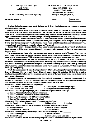 Đề thi thử Tốt nghiệp THPT môn Tiếng Anh - Mã đề 316 - Năm học 2020-2021 - Sở giáo dục và đào tạo Bắc Ninh (Có đáp án)